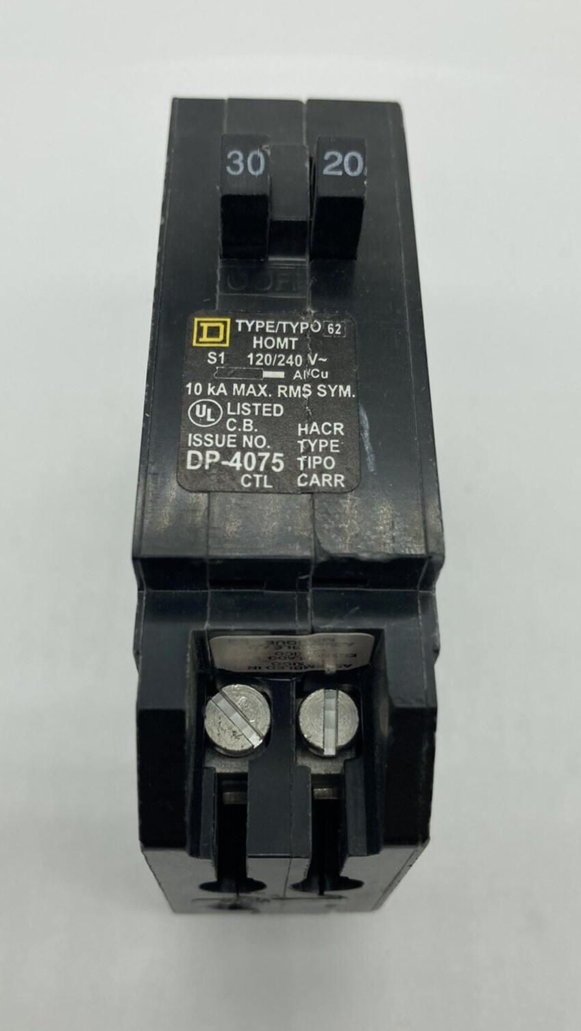 New Homeline HOMT3020 1 Pole 30/20 Amp 120V AC Type HOMT Plug In Tandem Breaker