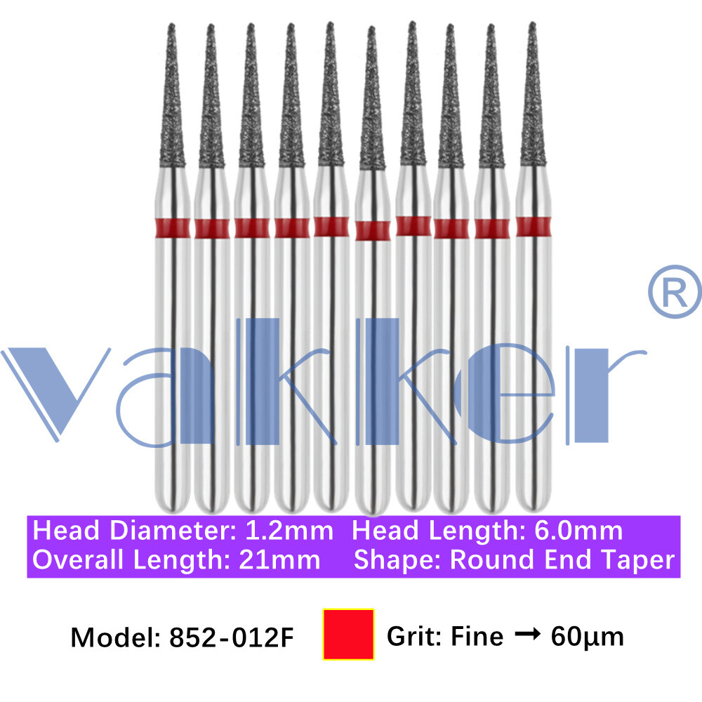 Vakker 10pc Diamond Bur X-Mas Tree Round End Taper Burs Fine Medium Coarse