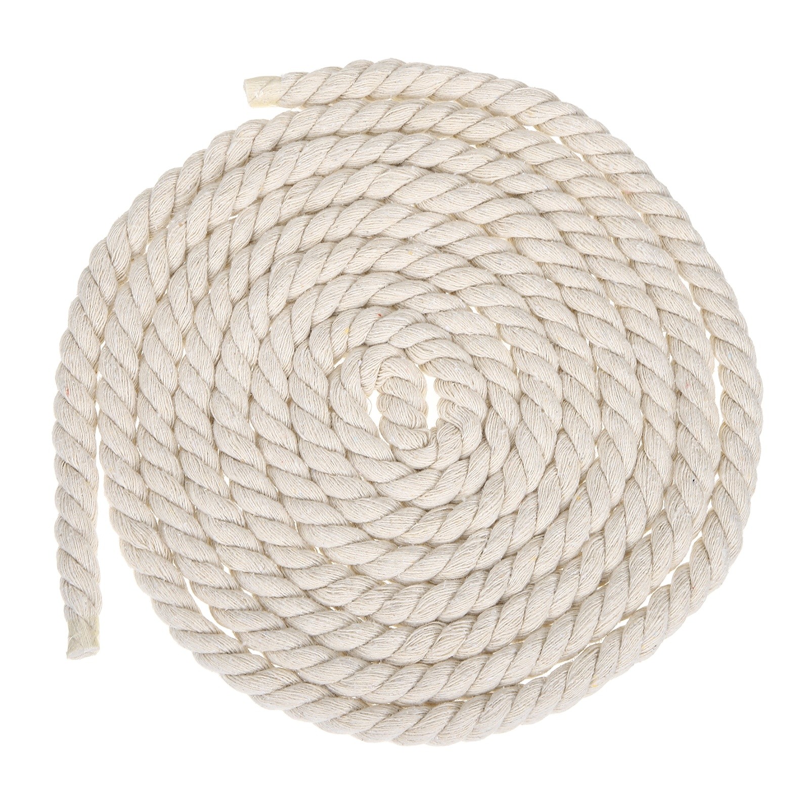 12mm x 11.5 Feet Beige Cotton Rope 3 Strand for DIY Wall Hanging Knotting