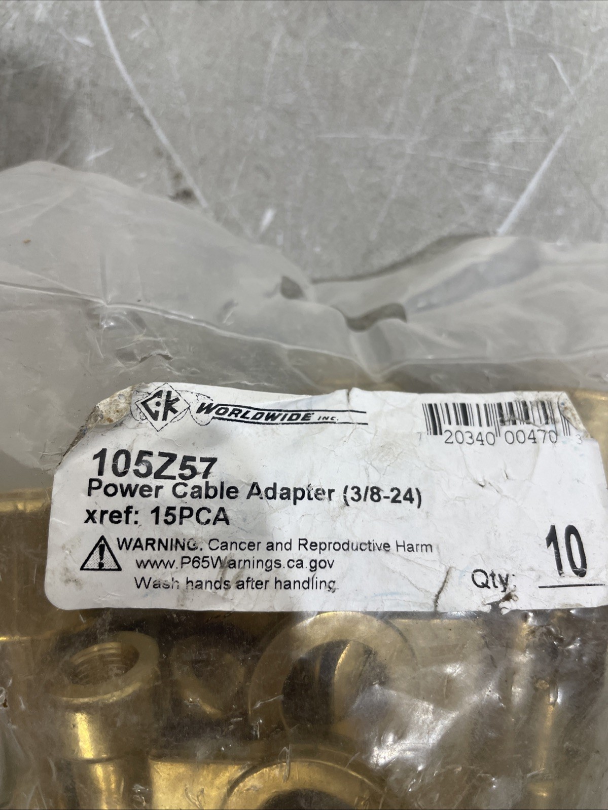 10 CK Worldwide 105Z57, Power Cable Adapter (3/8-24) Use On Stud Style Machines