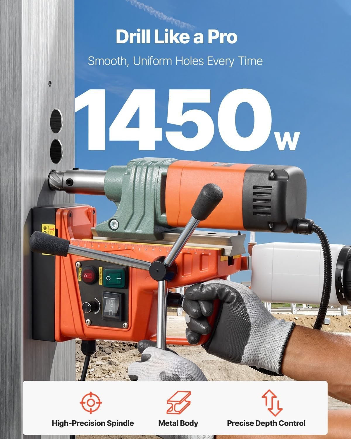 Versatile 1450W Magnetic Drill – Ideal for Steel Fabrication & Home Projects