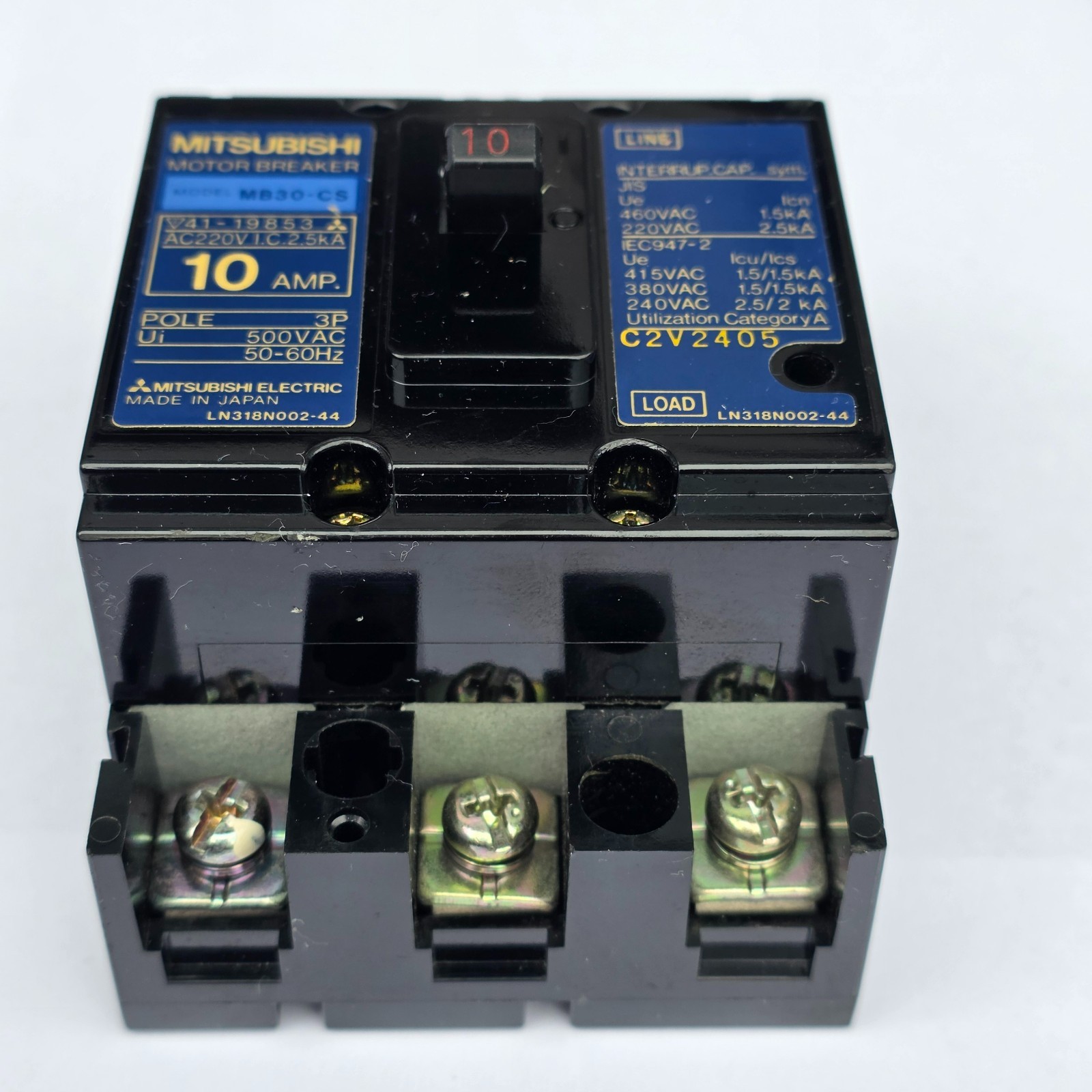 Mitsubishi MB30-CS 10A 3 Pole Motor Circuit Breaker 220VAC Open Box Japan