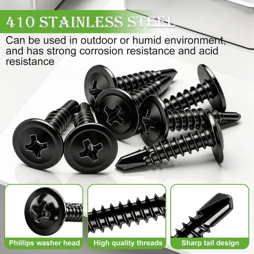 230PCS #8 Self Tapping Screws,410 Stainless Steel Self Tapping Screws for Metal,