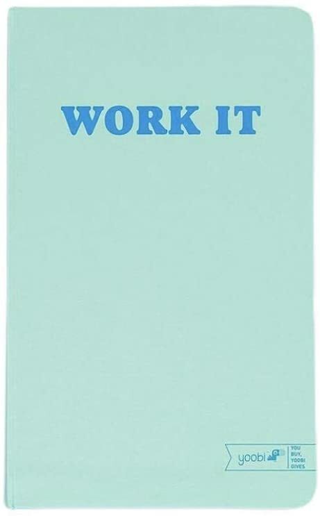 Yoobi Teal Journal Diary Notebook Lined WORK IT (5.2in x 8.5in) 80 Sheets
