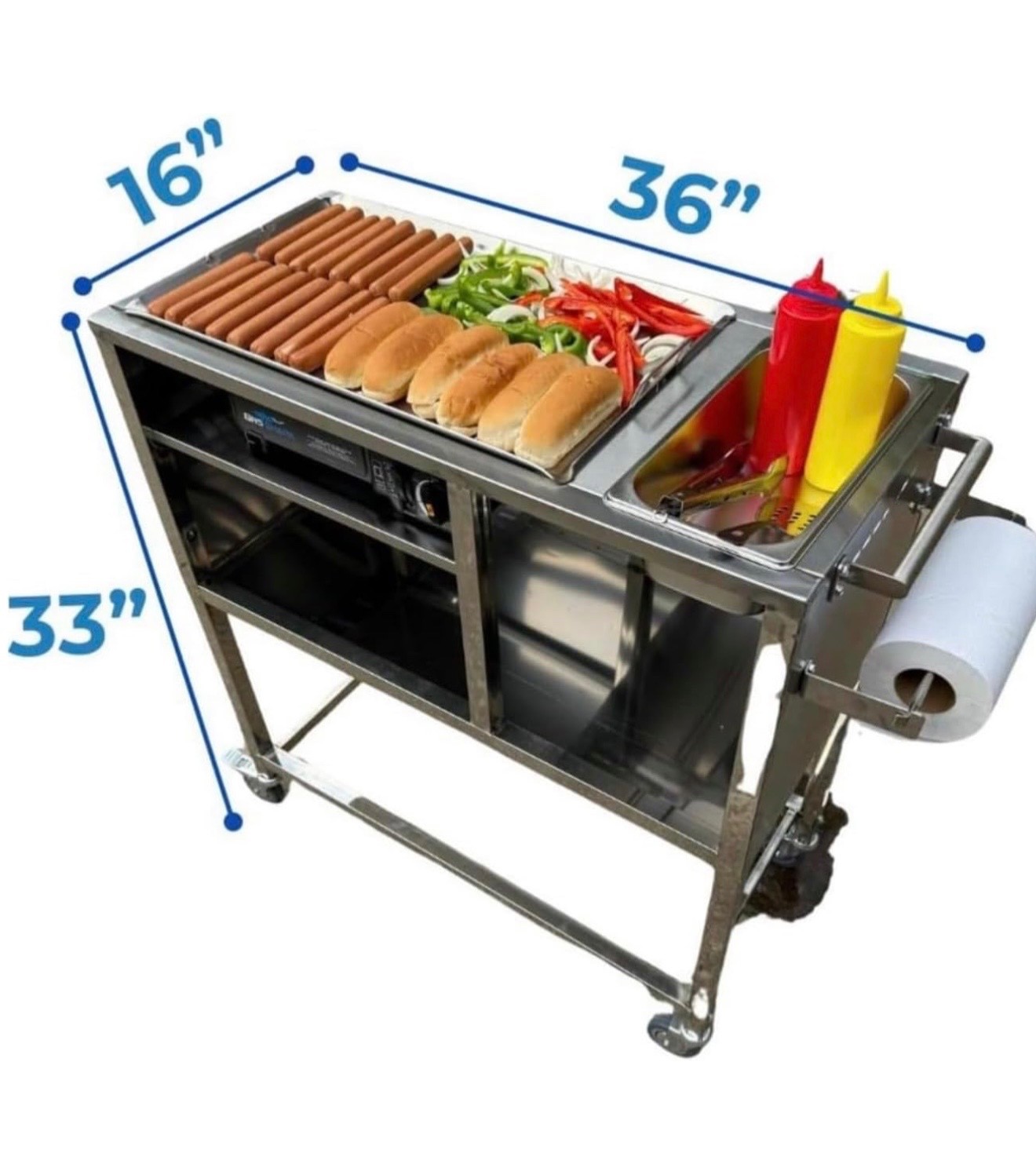 Hot Dog Cart | Propane or Butane Powered | Portable 4 Wheels