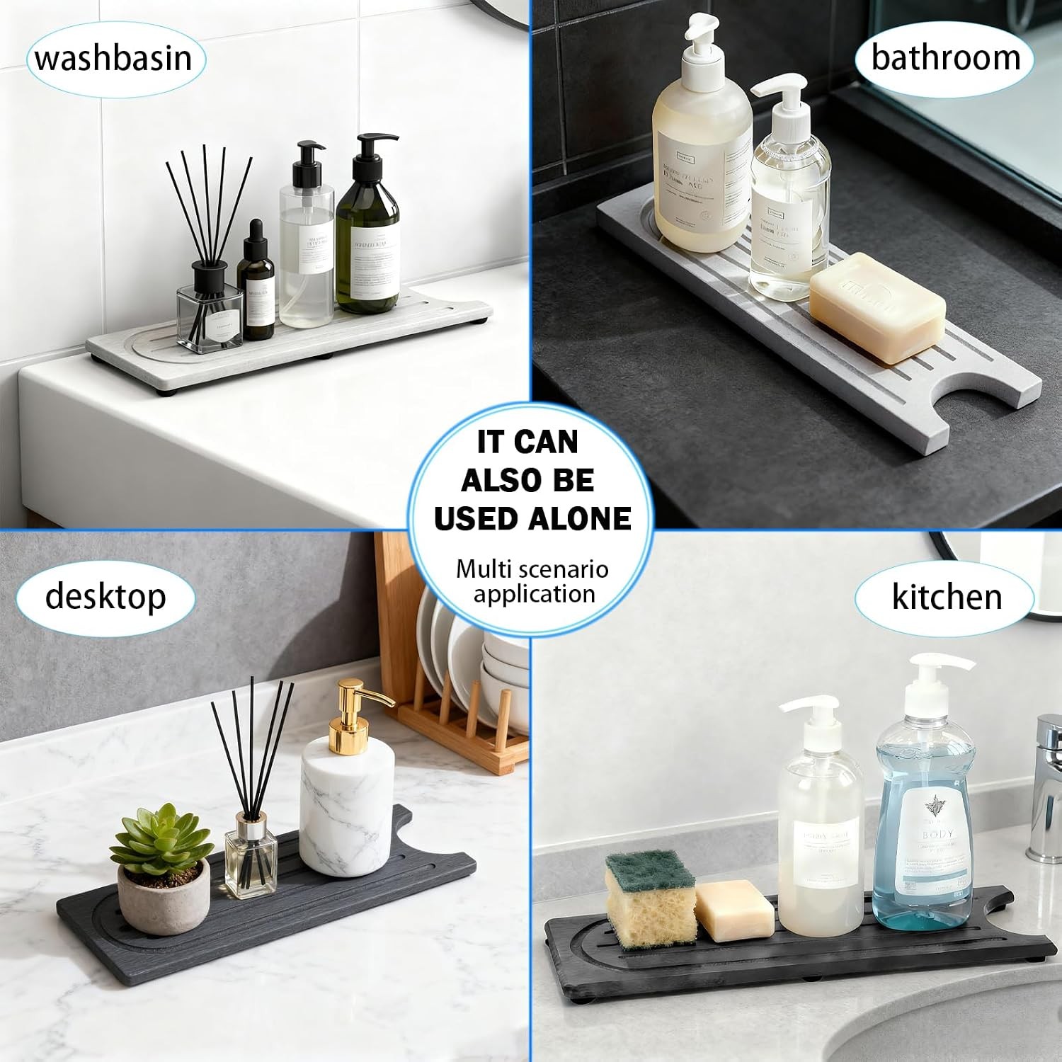 Kitchen Faucet Mat, Diatomite Sink Faucet Mat Splash Guard for Kitchen, Water