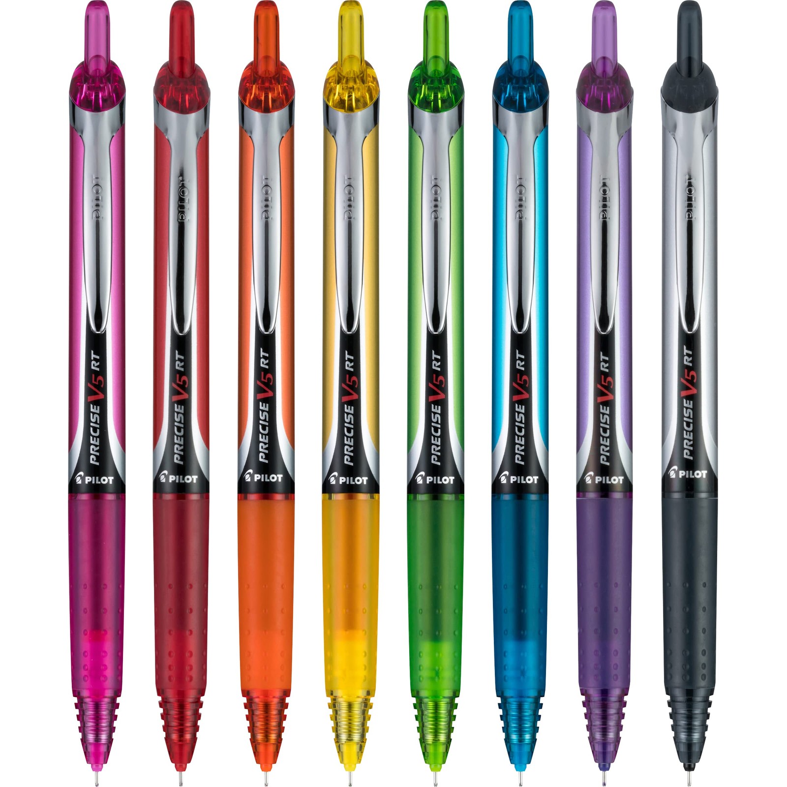 Pilot Precise V5 Rt Premium Rolling Ball Pen Pack Of 8 Vibrant Colors