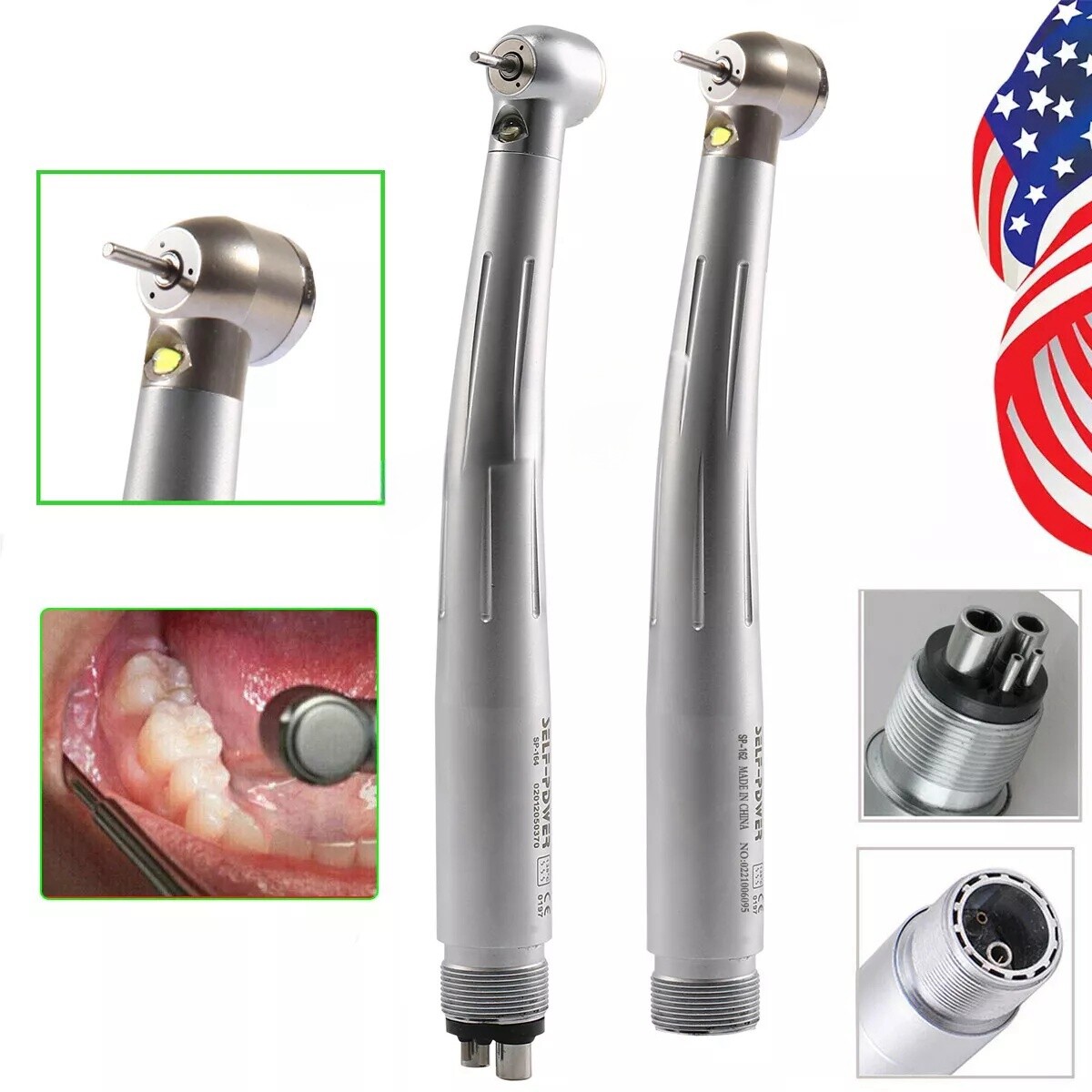 Factory Price Dental LED High Speed Handpiece 3 Water Spray 2 4 Hole Air Turbine