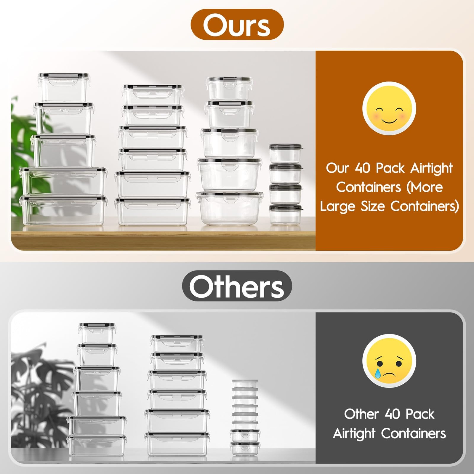 KEMETHY 40 PCS Food Storage Containers with Lids (20 Containers & 20 Lids)