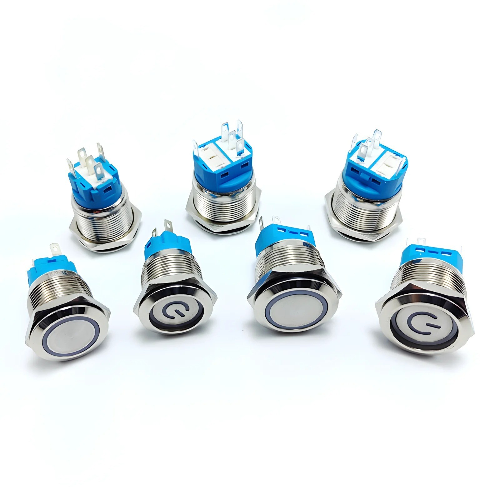 19mm 12V LED ON OFF Push Button Power Switch Latching with Wire Socket Harness