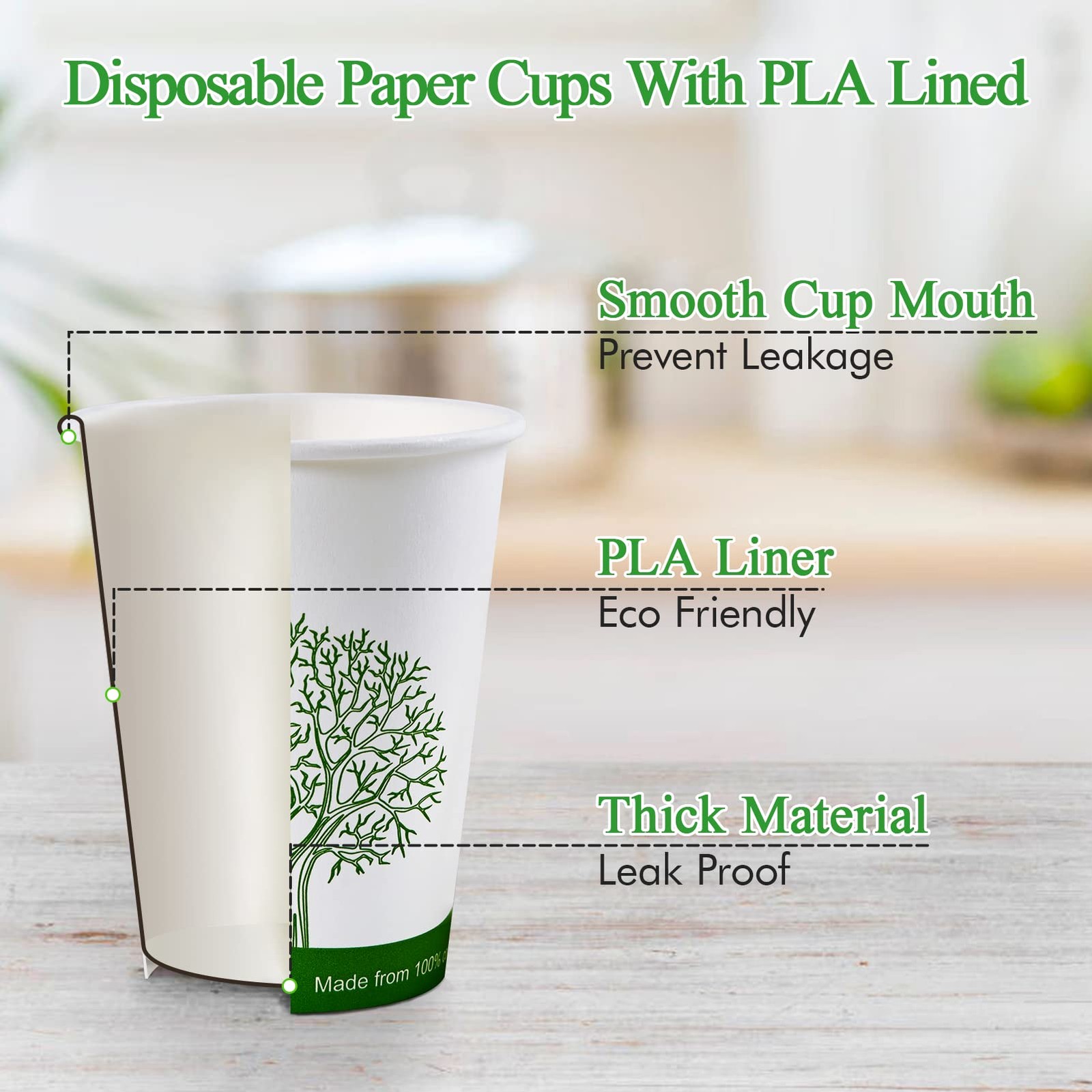 240 Count 12 Oz Compostable Paper Cups Biodegradable Disposable Paper Coffee Cup
