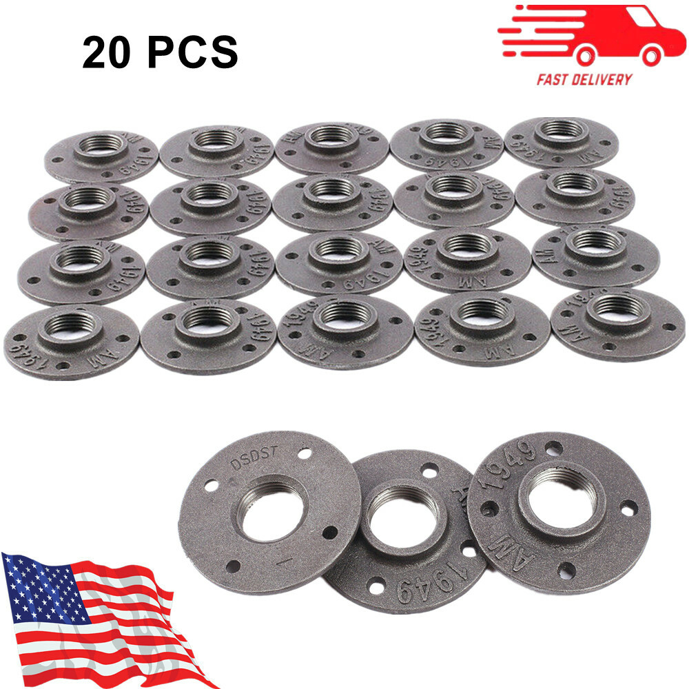 1″ Floor Flange Cast 20Pcs Iron Pipe Fitting Base Malleable Wall Mount Threaded