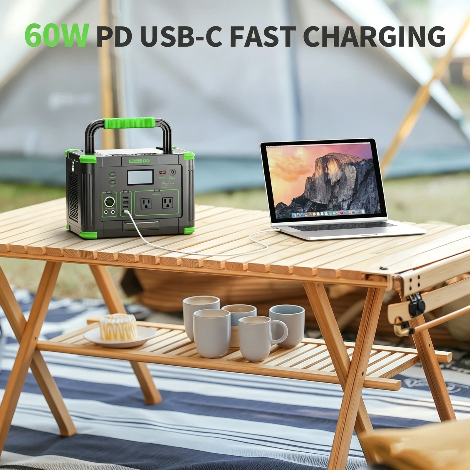 300W 288.6Wh Portable Solar Generator 9-Port Camping Power Supply Camping Home
