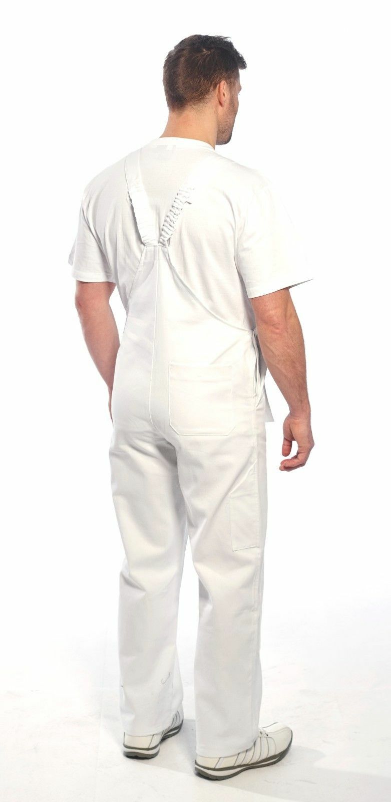 Portwest S810 Bolton White Cotton Painters Bib Overalls with Knee Pad Pockets
