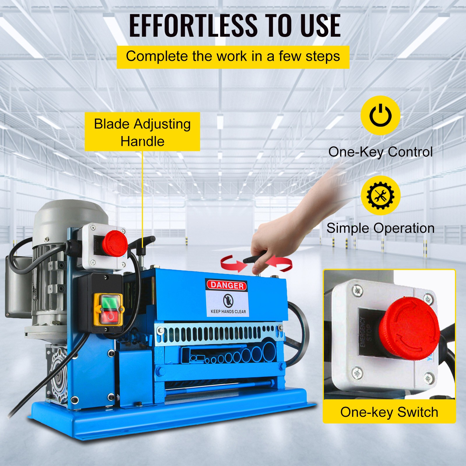 VEVOR Electric Wire Stripping Machine 1.5-38mm Cable Stripper 0.06″-1.5″ 1/2HP