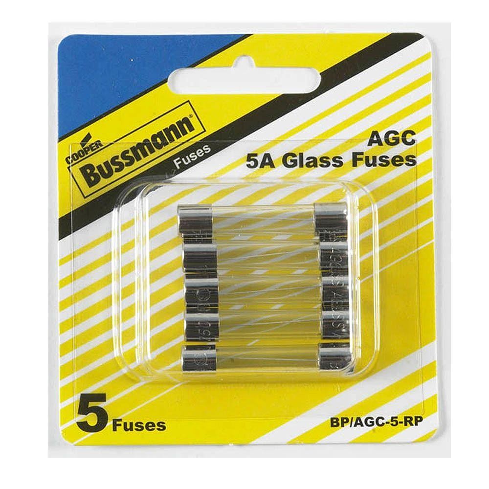 BUSSMANN BY EATON AGC-5-R FUSE, CARTRIDGE, 5A, 6.3X32MM, FAST ACT (5 pieces)