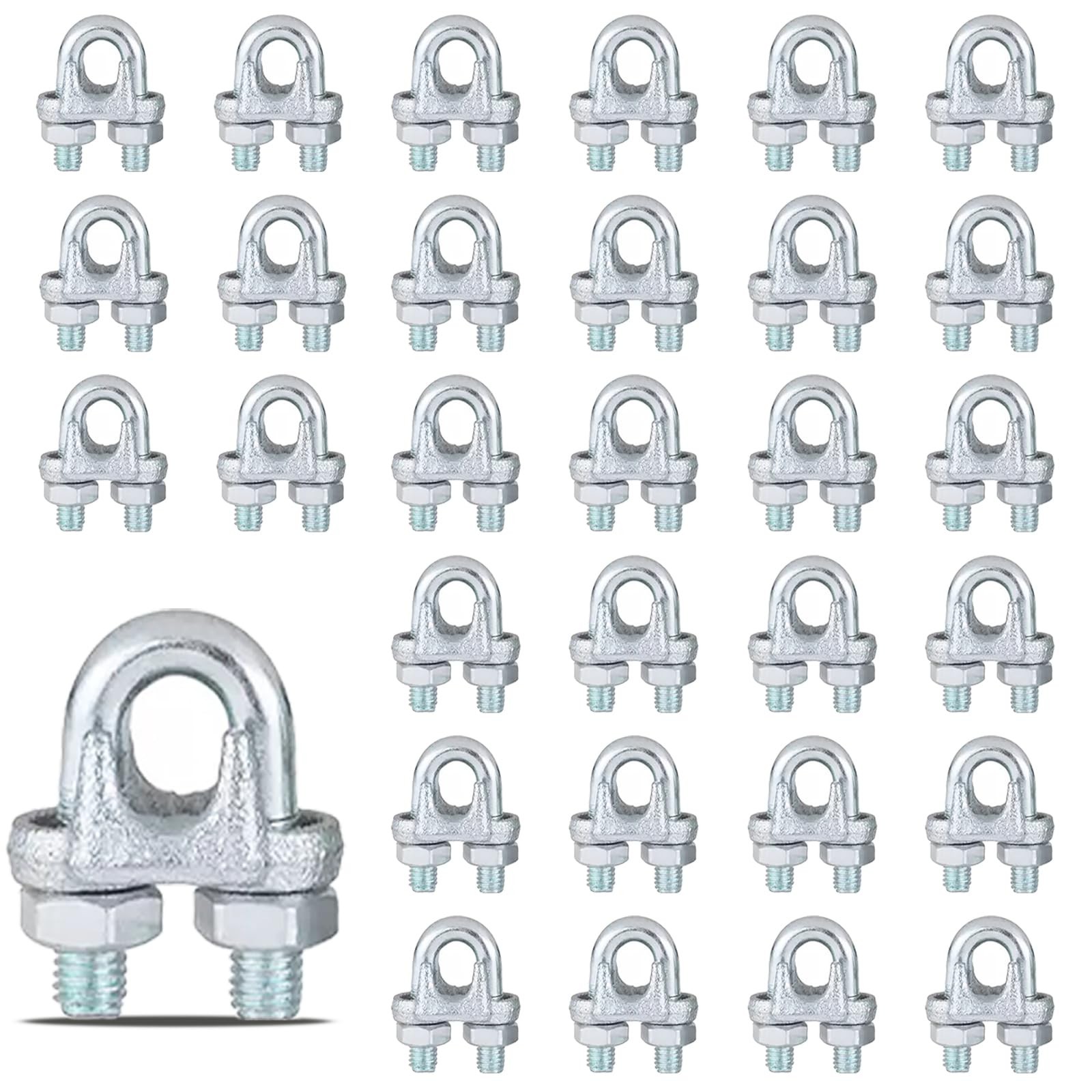 30PCS M5 Heavy Duty Wire Rope Clamps, 3/16-Inch Zinc Plated Wire Cable Clamps…