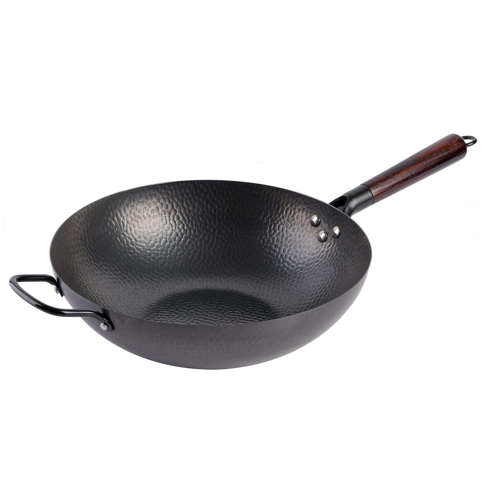 Gibson Home Stargaze Carbon Steel Flat Bottom Wok 13-Inch Hammered