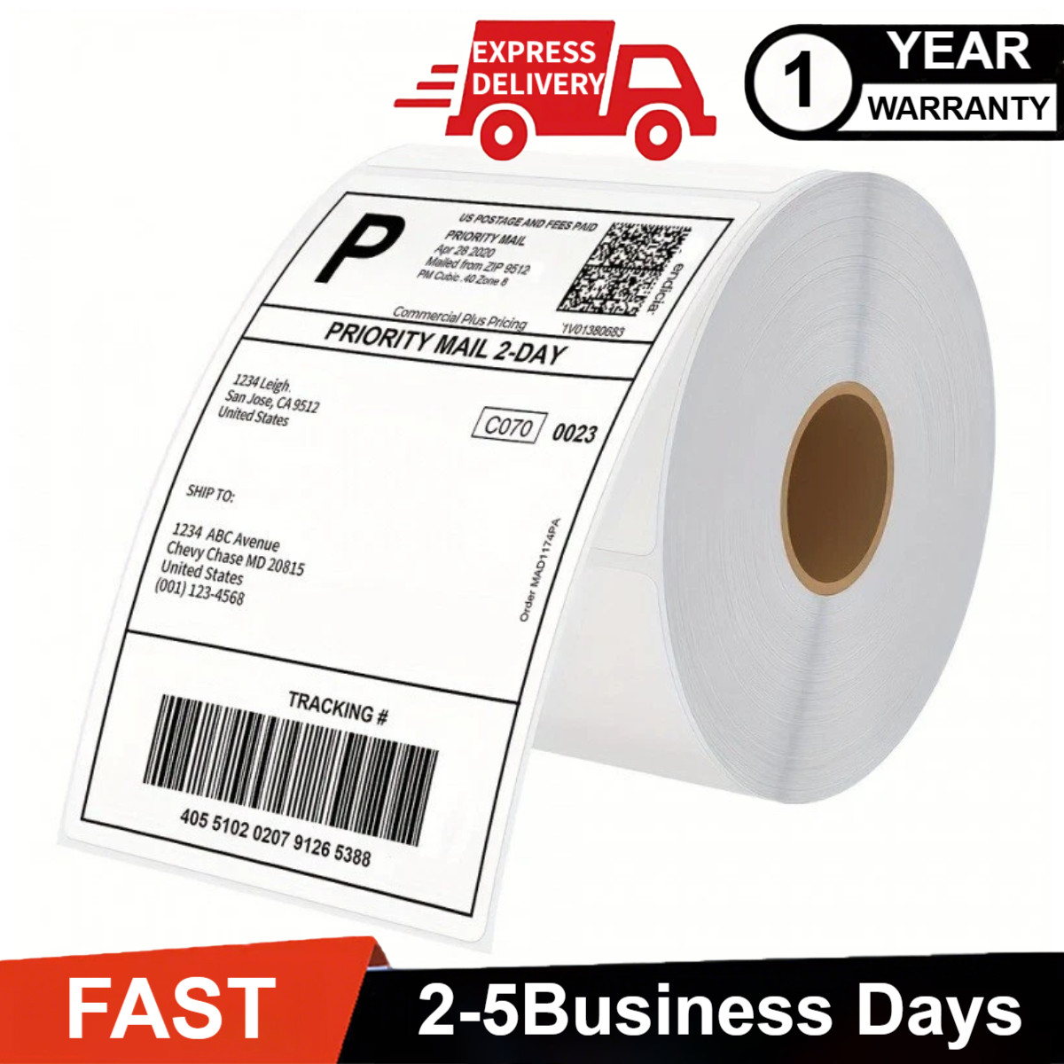 4×6″ Direct Thermal Shipping Labels Self-Adhesive Paper,500 Per Roll