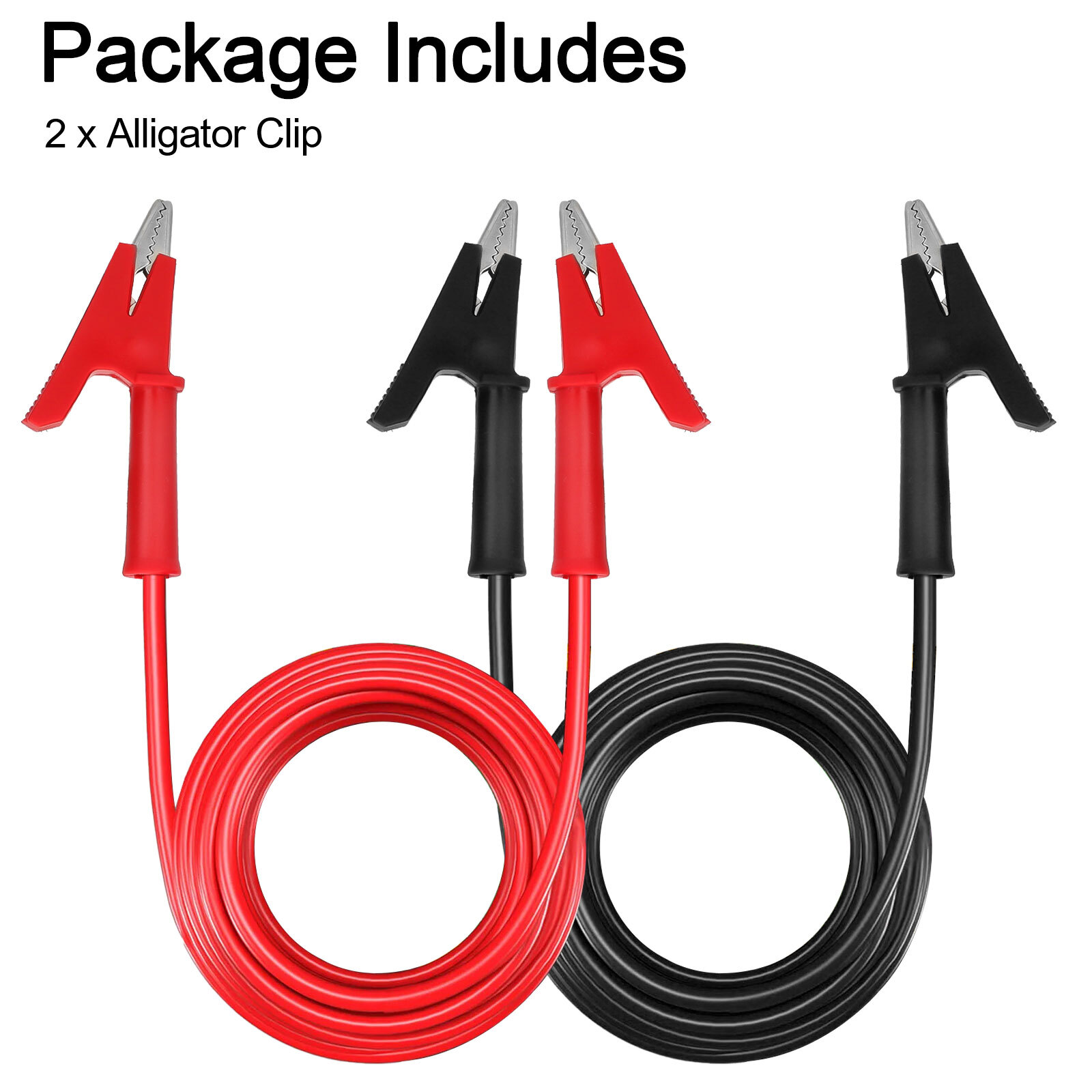 2PCS 3.3ft Alligator Clips Electrical Test Leads Set 15A Jumper Wires Heavy Duty