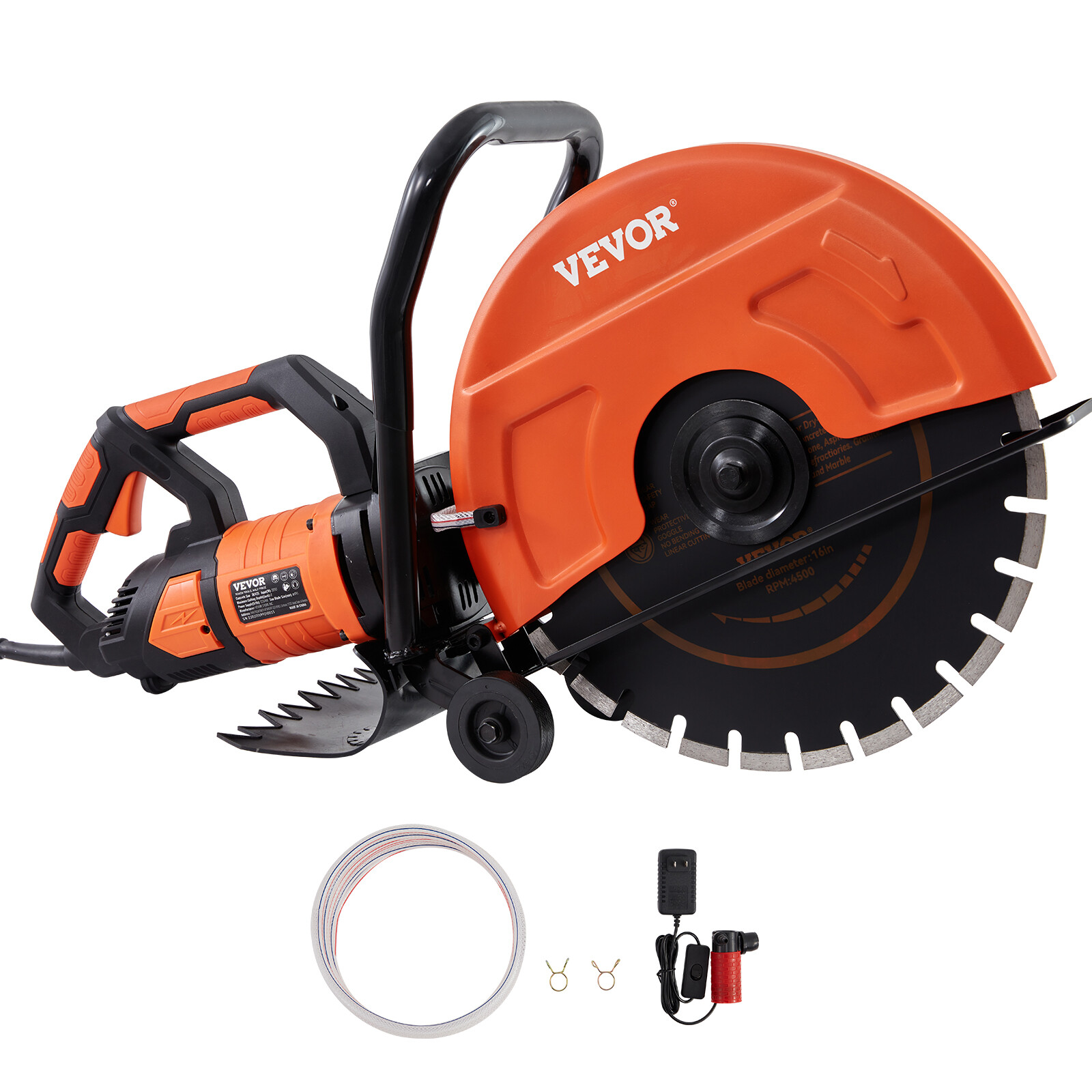 VEVOR 16” Electric Concrete Saw Wet/Dry Saw Cutter with Water Pump and Blade