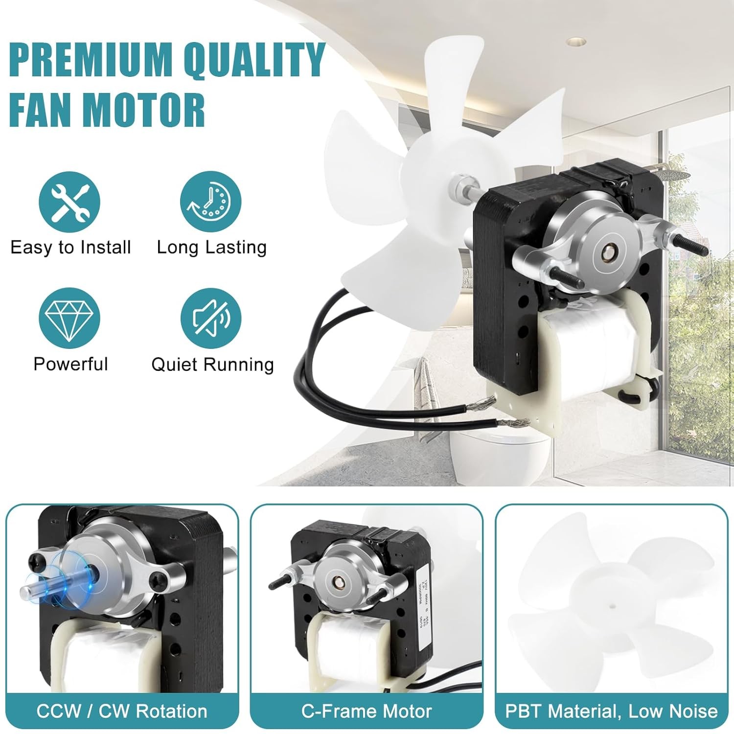 EM670 SM670 ERM670 FAN MOTOR 120 VOLTS RPM 3000 60Hz, 0.55 Amps SHAFT IS 1 1/4″