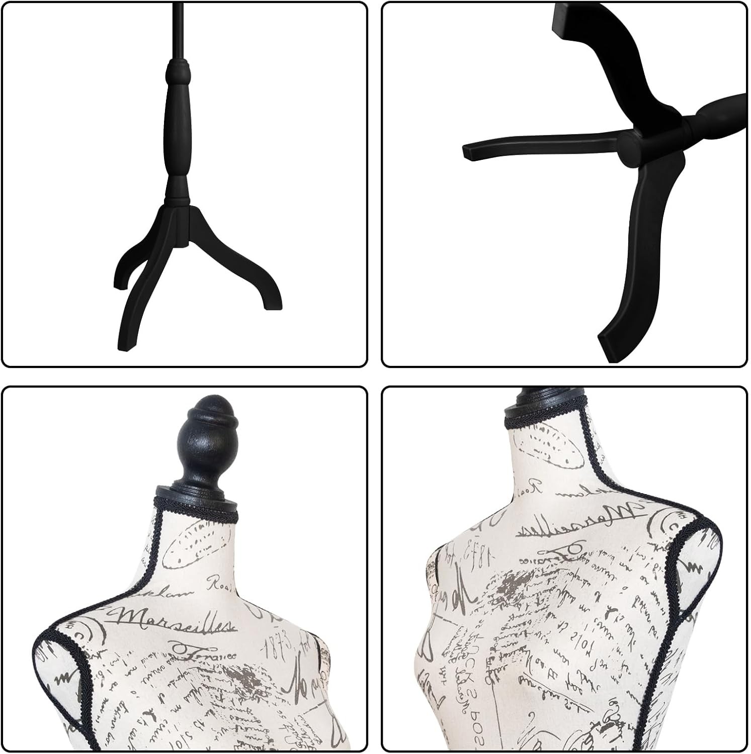 Female Mannequin Torso with Plastic Tripod Base Stand 58″-67″ Adjustable Height