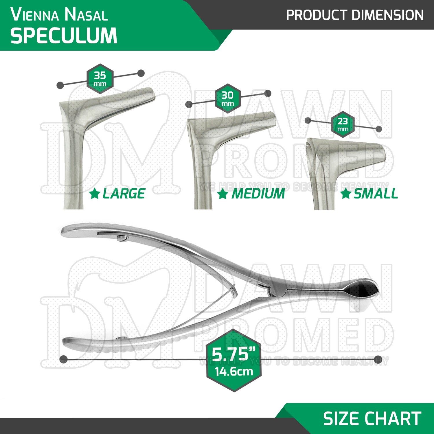 Vienna Nasal Speculum 3 Pcs Set (S/M/L) 5.75″ Long Diagnostic ENT Instruments