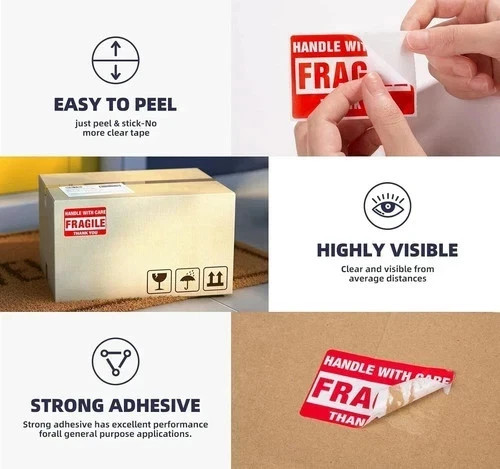 Fragile Stickers 1 Roll 250 2×3 Fragile Label Sticker Handle With Care Mailing
