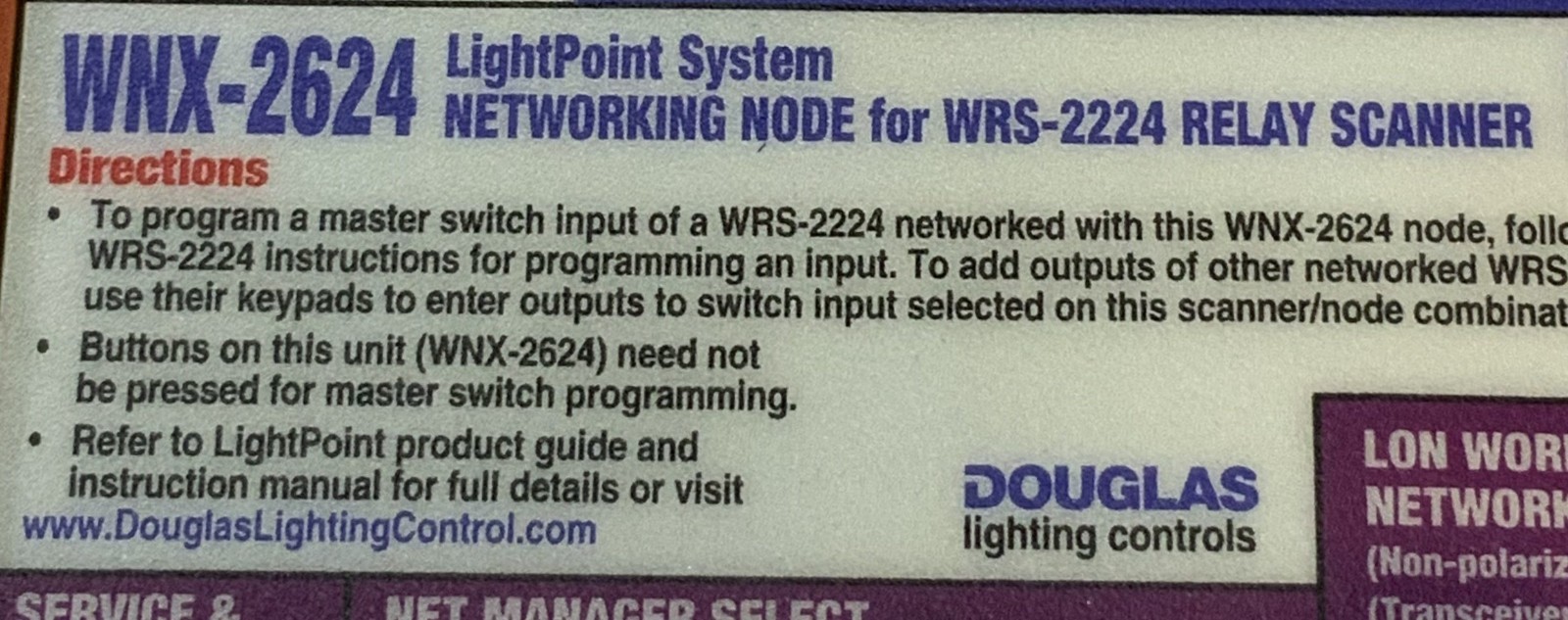 Douglas Lighting Controls WNX-2624 Networking Node for Relay Scanner «C2C»