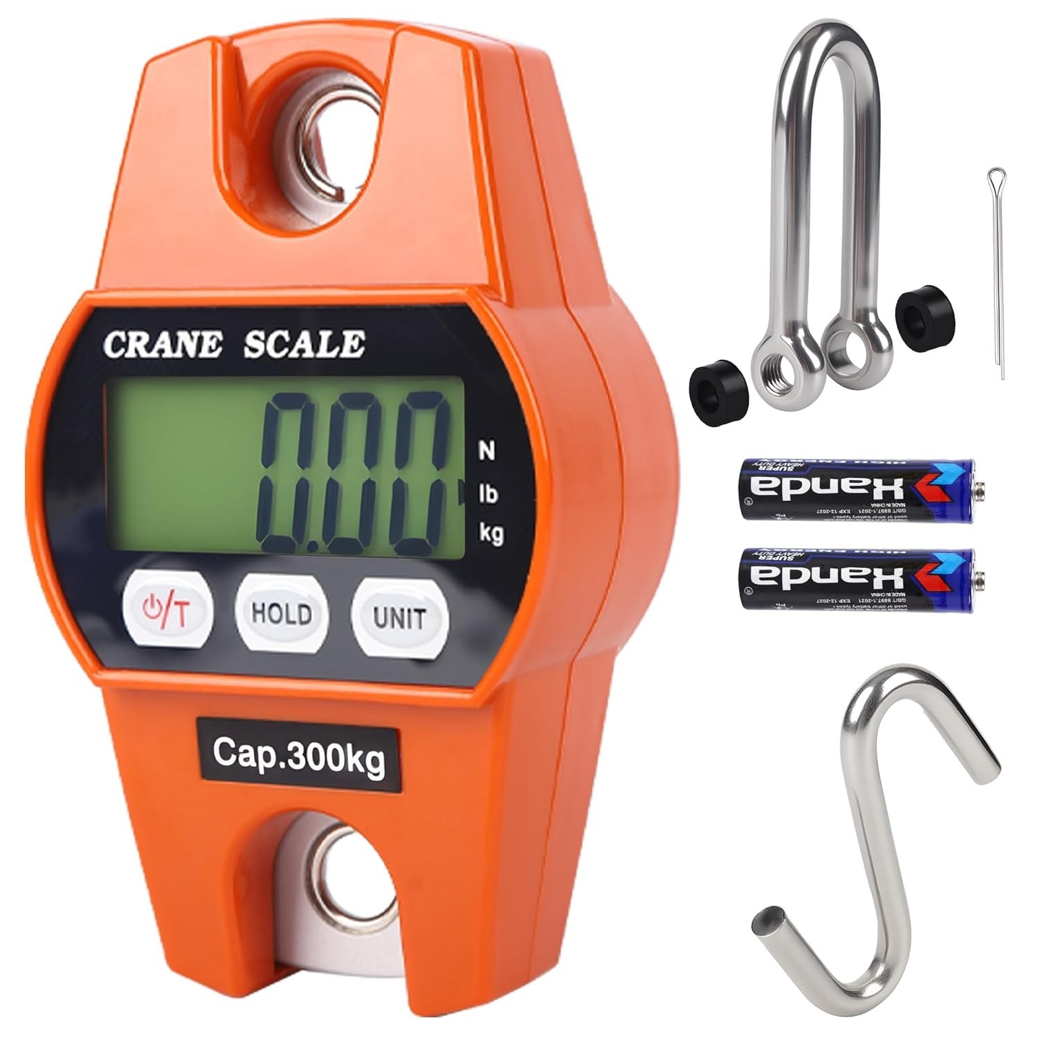 660lb/300kg Digital Crane Scale – Compact LCD Handheld Hanging Scale for Gara…