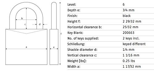 ABUS 19331 72/40 Aluminum Safety Padlock Keyed Alike 1 Inch Shackle 6 Count
