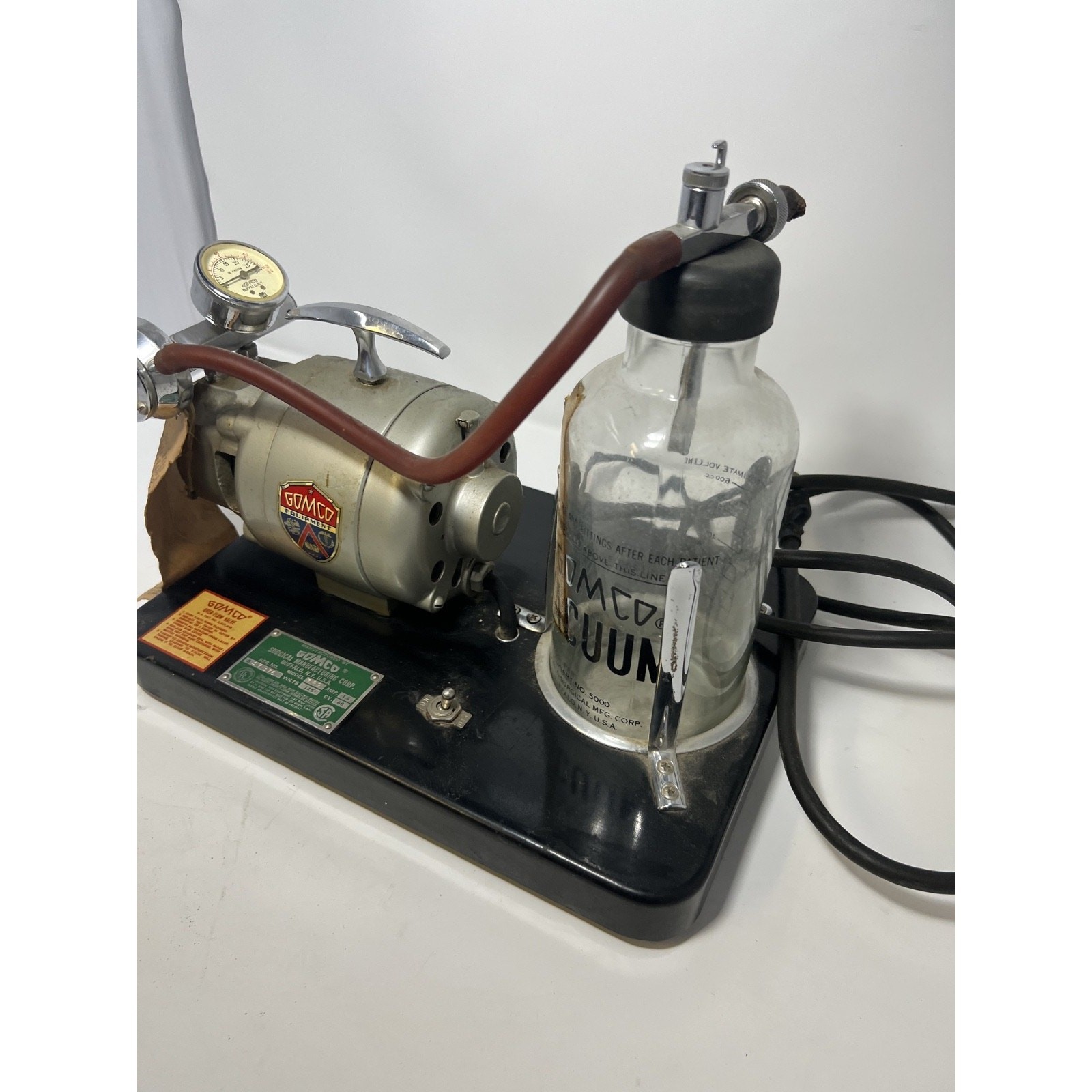 Vintage Gomco 789 Suction Aspirator Pump Vacuum w/ Glass Bottle TESTED Offers