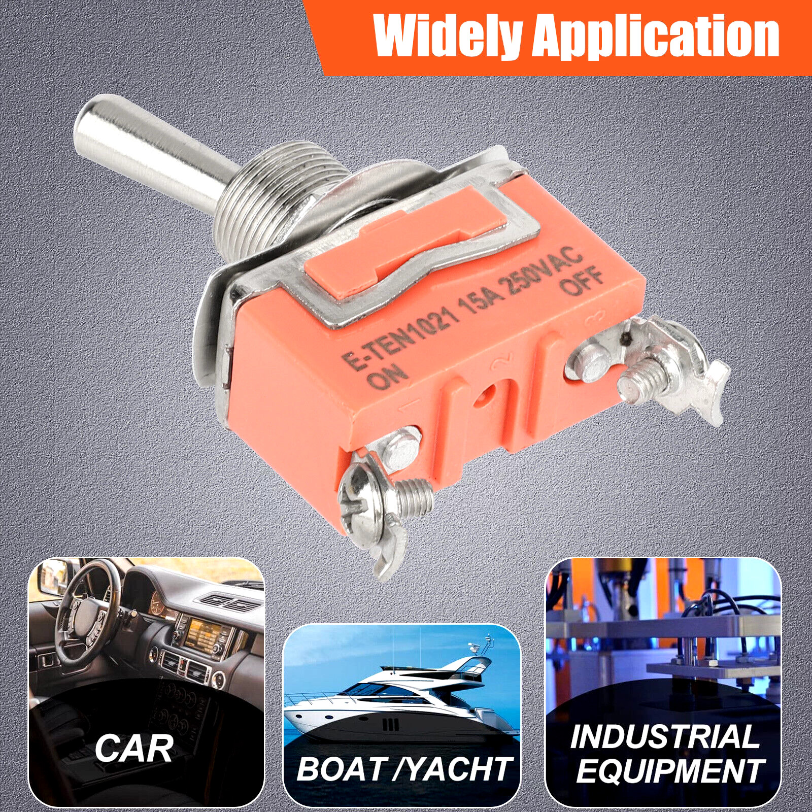 10x Waterproof Heavy Duty Toggle Switch ON/OFF 2 Terminal Car Boat SPST 15A 250V