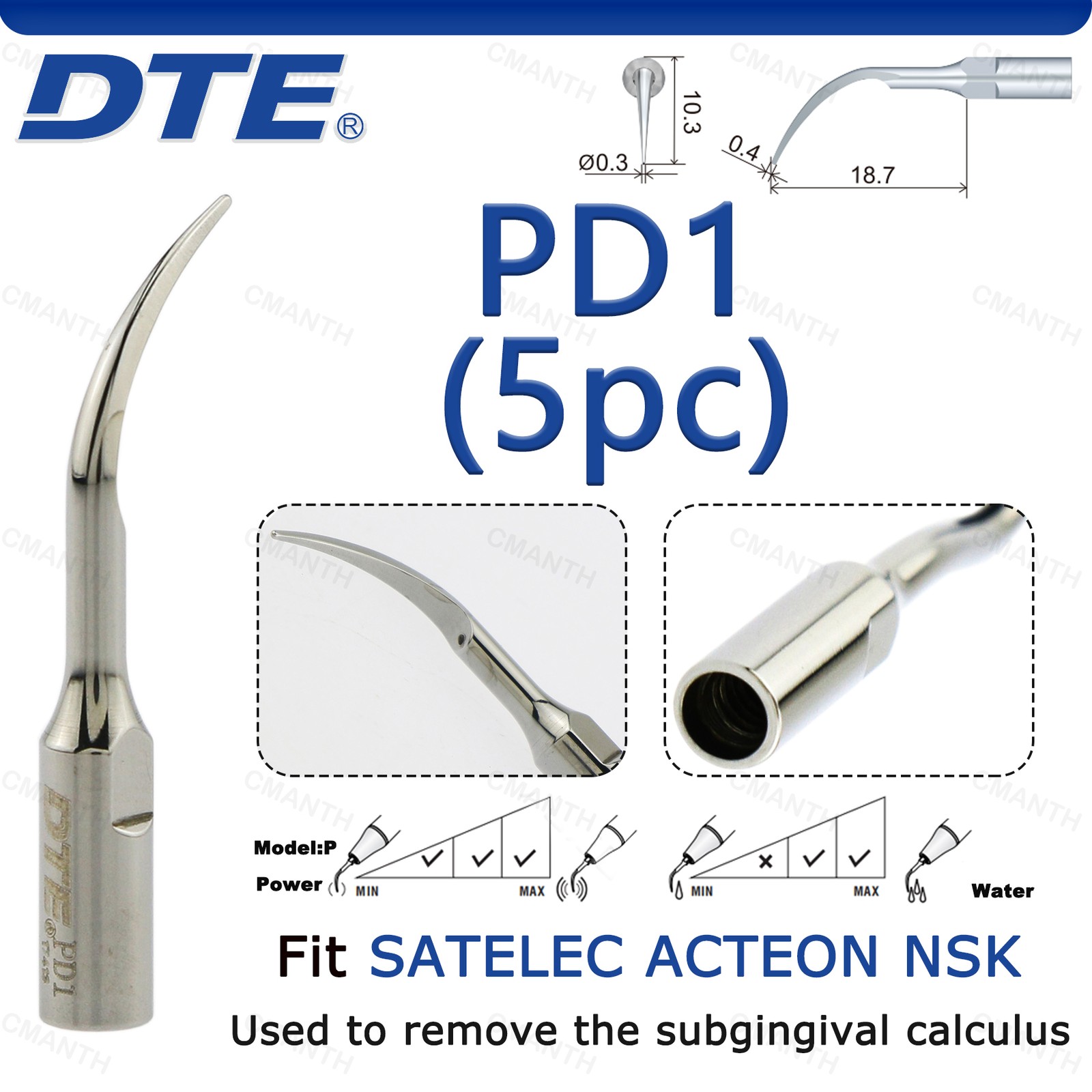 US Woodpecker DTE Dental Ultrasonic Scaling Tip Endo Tips Fit EMS SATELEC 5Pcs