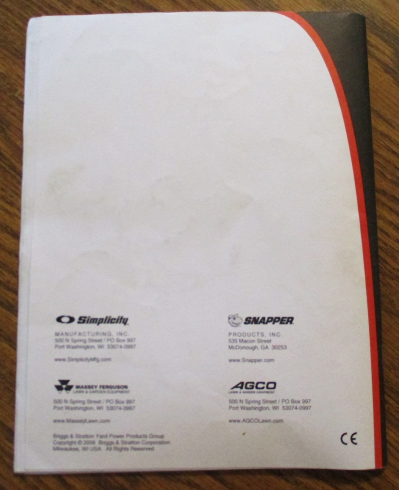 Simplicity Conquest 1700 2700 400 & Prestige 1800 2800 500 Ser Tractor Op Manual