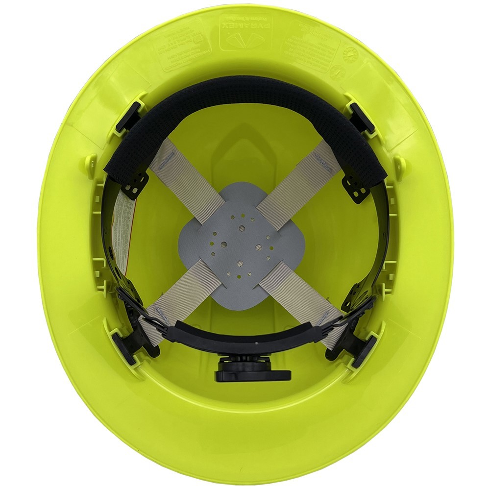 Pyramex Ridgeline Full Brim Hard Hat with 4 pt suspension – Matte Lime Graphite