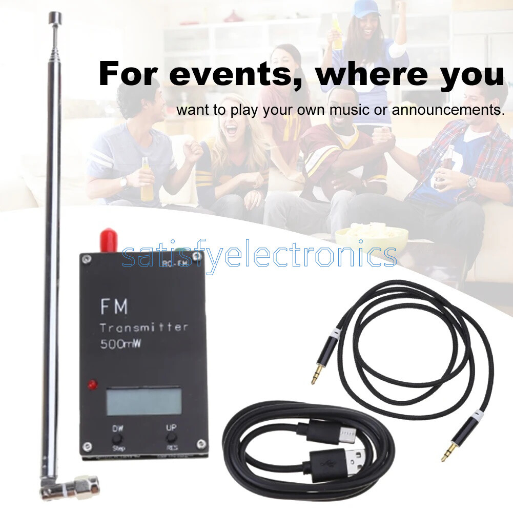 2000M 500mW FM Transmitter Frequency LCD Display Stereo 76-108MHz for FM Radio