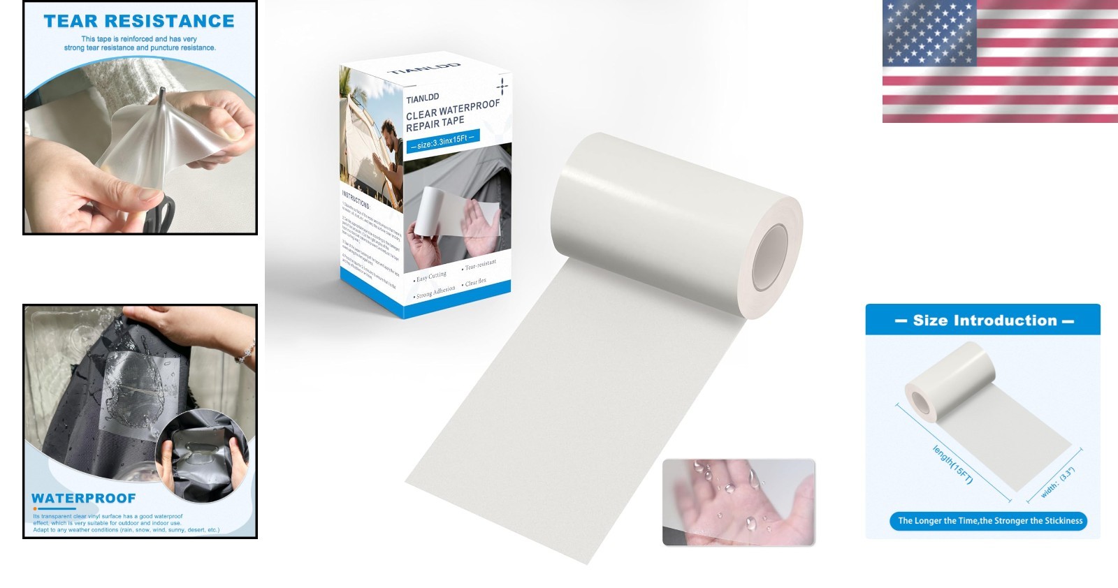 Waterproof Vinyl Repair Tape 3.3in X 15ft Heavy Duty Outdoor Tent Boat