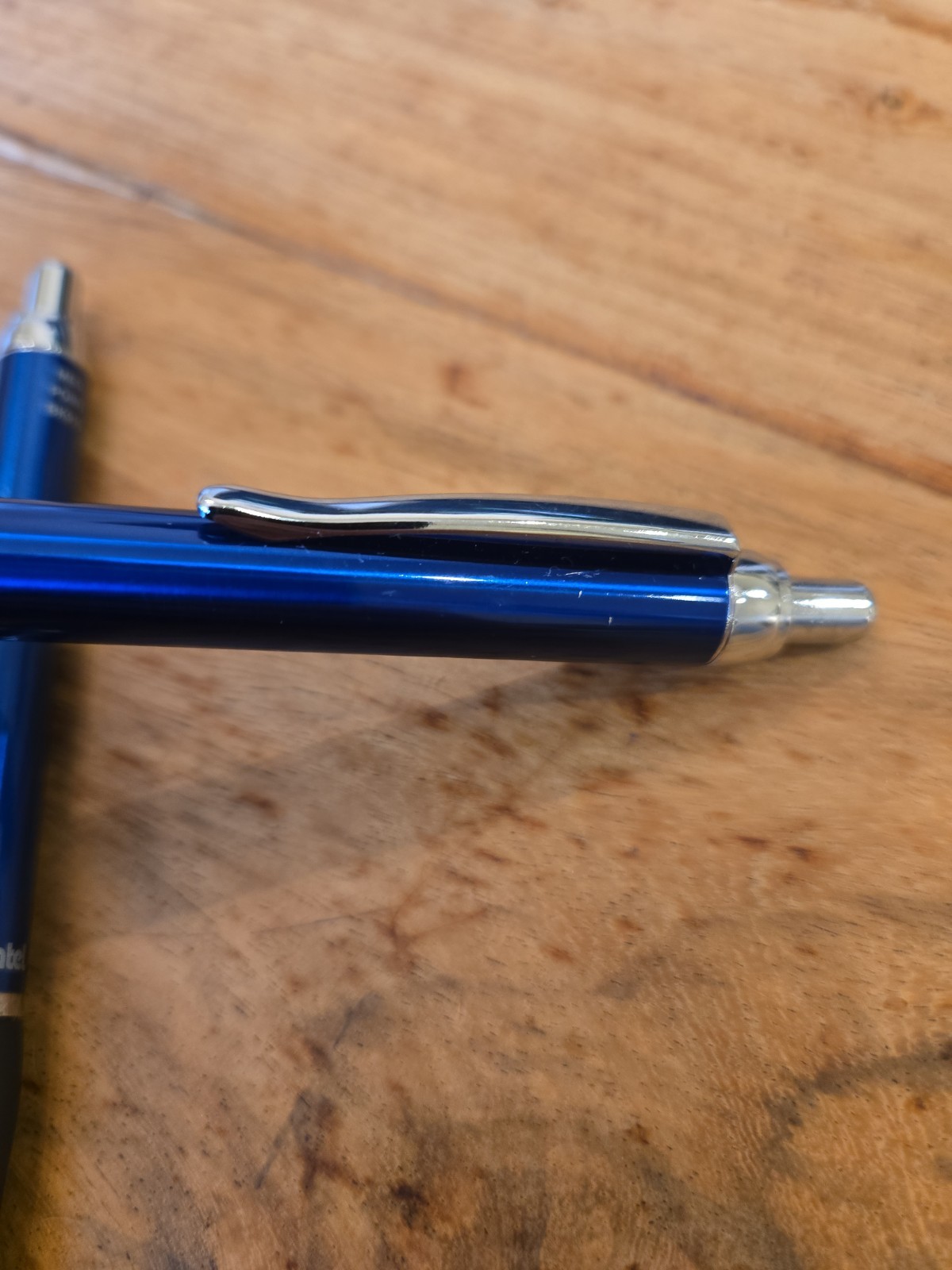 Vintage Pentel Client Retractable Ballpoint Pens Medium Line Blue Body Ink Metal