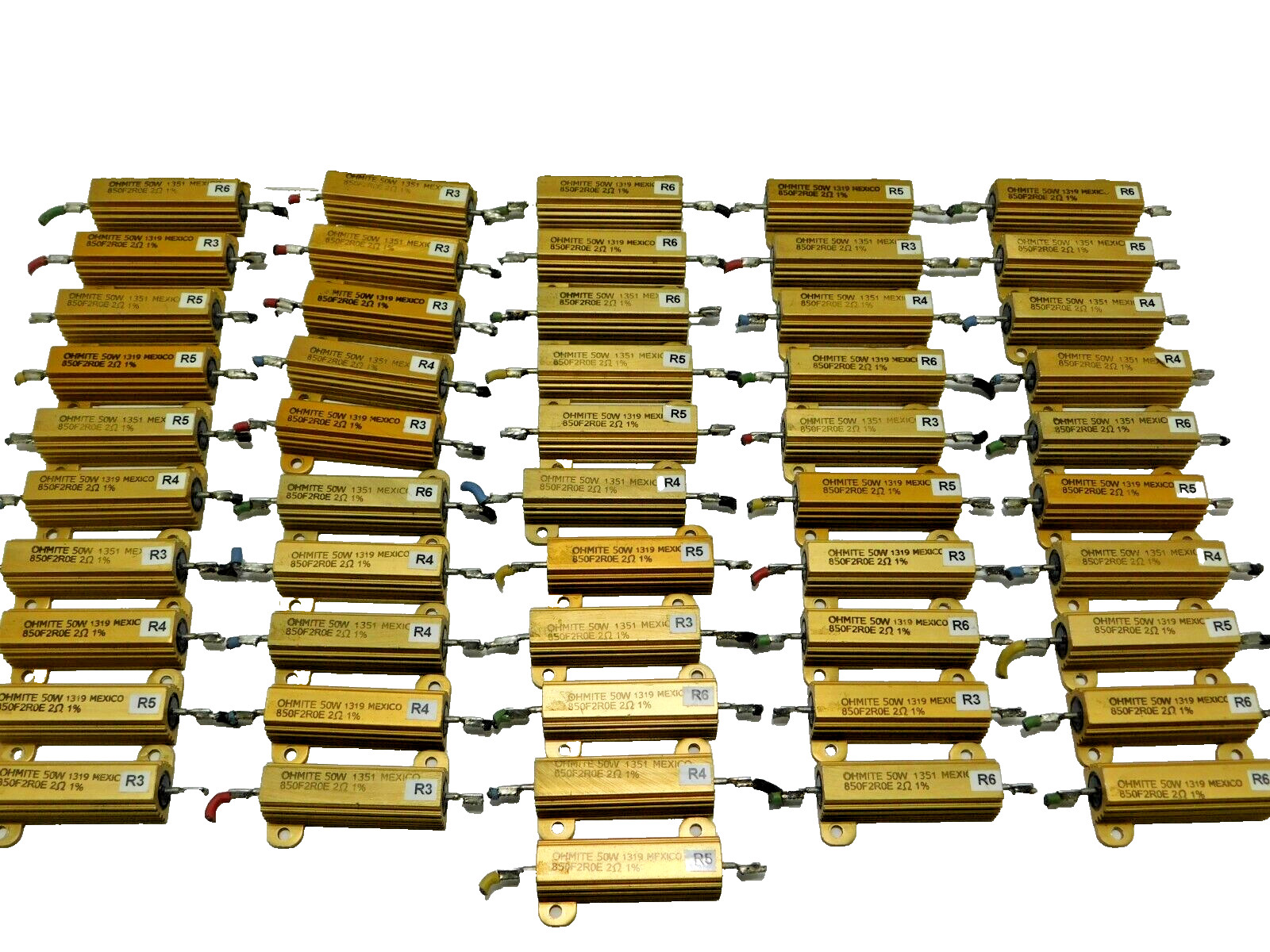 Lot of 10 each Ohmite Resistors 850F2R0E 50W 2Ω (ohm) 1%