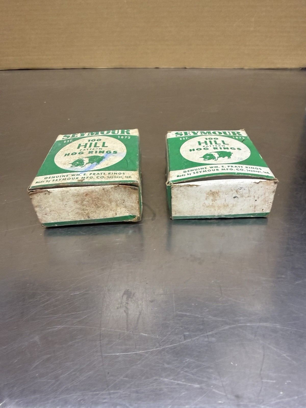 2 Boxes Seymour No. H3 Hill Pattern Hog Rings About 100 Per Box New Old Stock