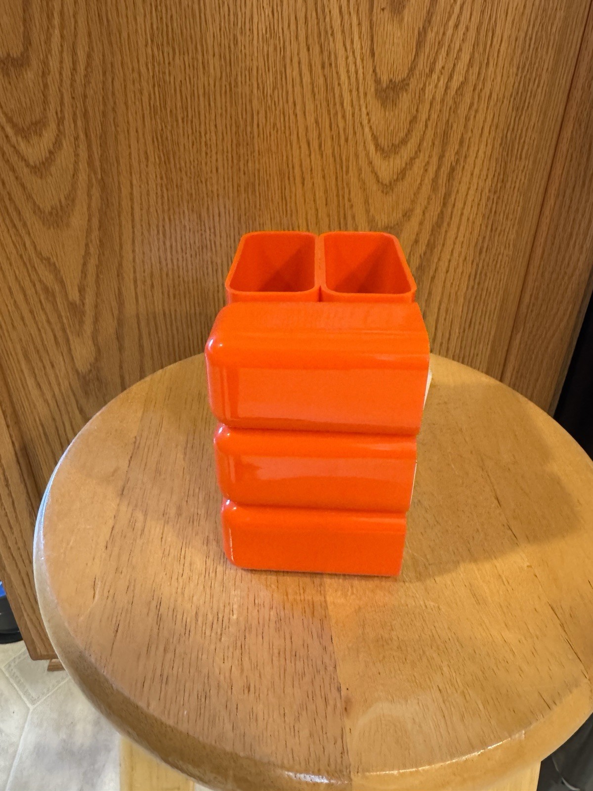 Vintage HOF Hong Kong Orange Plastic Desk Organizer 5 Drawers 2 Cups No 7412