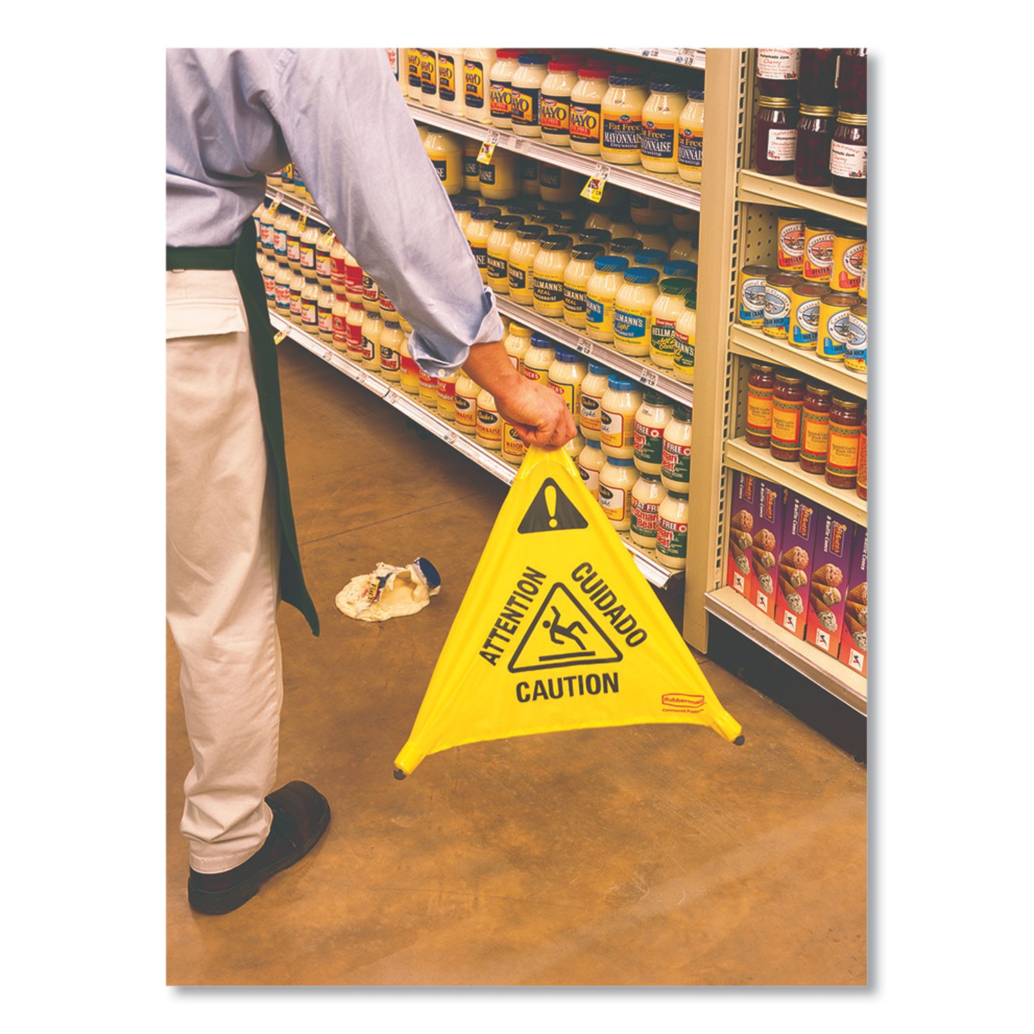 Rubbermaid? Commercial Three-Sided Caution, Wet Floor Safety Cone, 21w x 21d x 3
