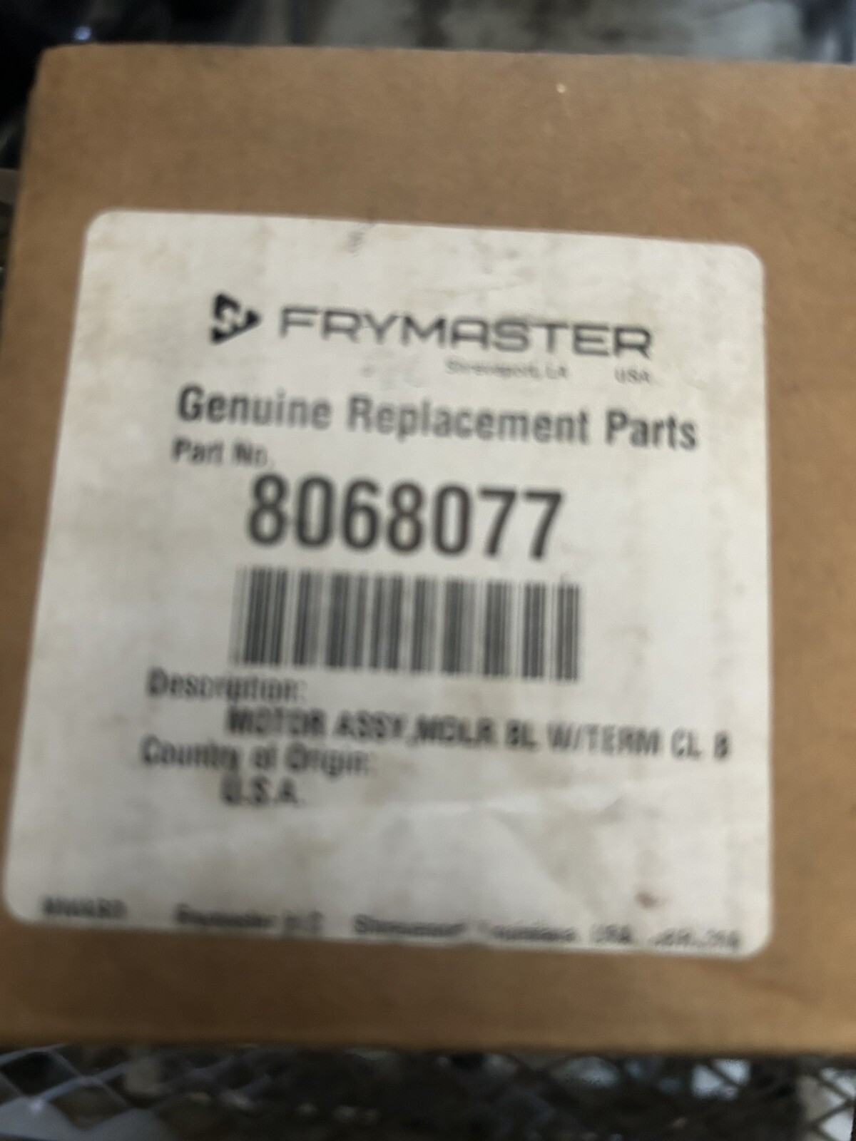 Frymaster Motor Assembly,Mdlr Bl W/Term Cl B 8068077 – Free Shipping + Geniune