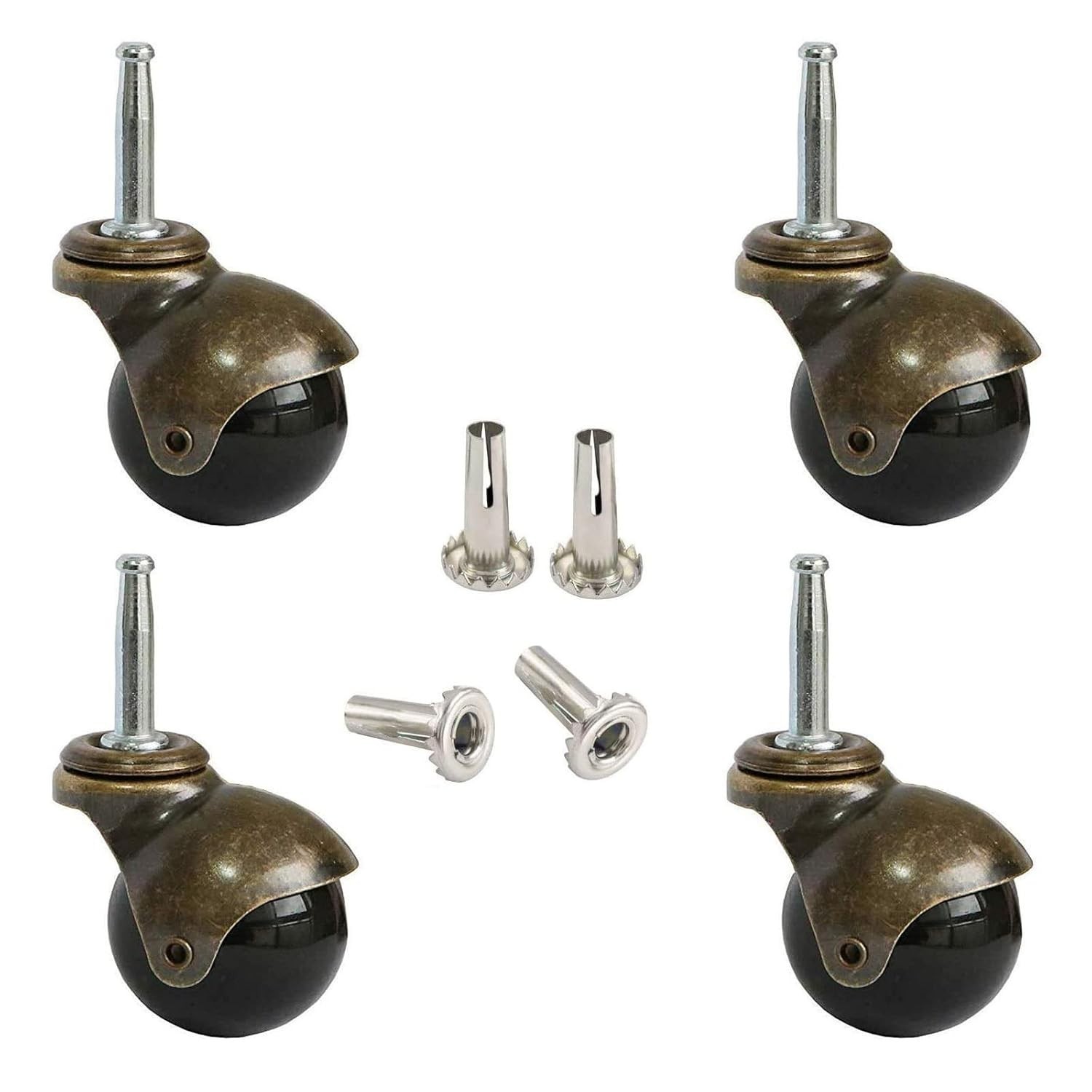 Vintage Ball Caster Wheels for Furniture, 30Kg Load Capacity, Set of 4