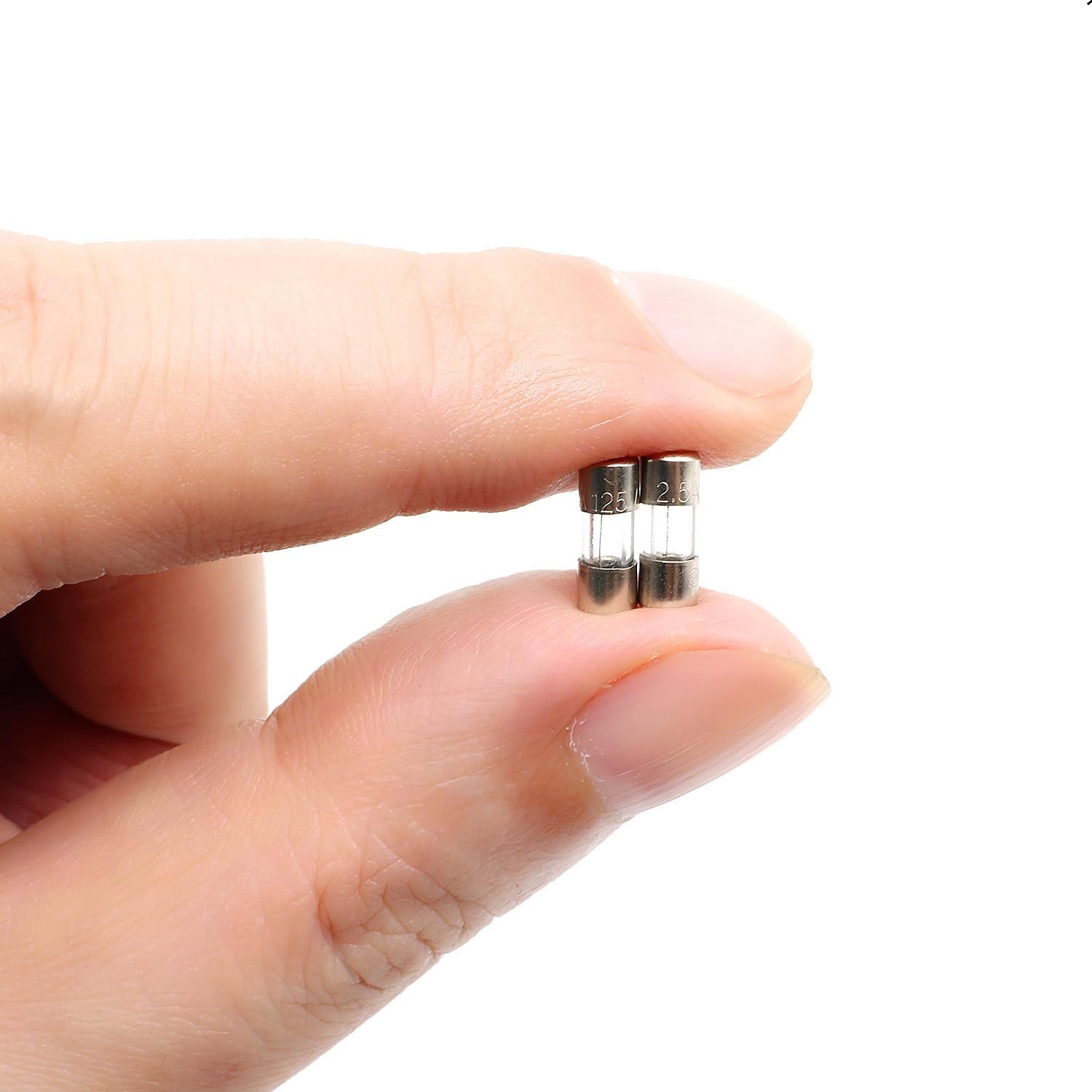 SIXQJZML 10 Pack F2.5AL Fast-Blow Mini Fuse 2.5A 2.5amp 125V Glass Fuses