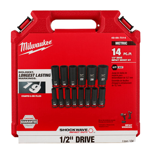 Milwaukee 49-66-7014 14PC SHOCKWAVE Impact Duty 1/2″ Drive Metric 6PT Socket Set