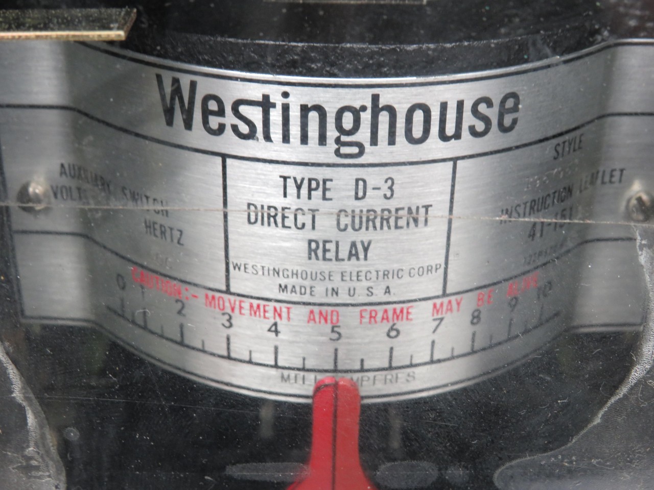 WESTINGHOUSE TYPE D-3 DIRECT CURRENT RELAY T167397