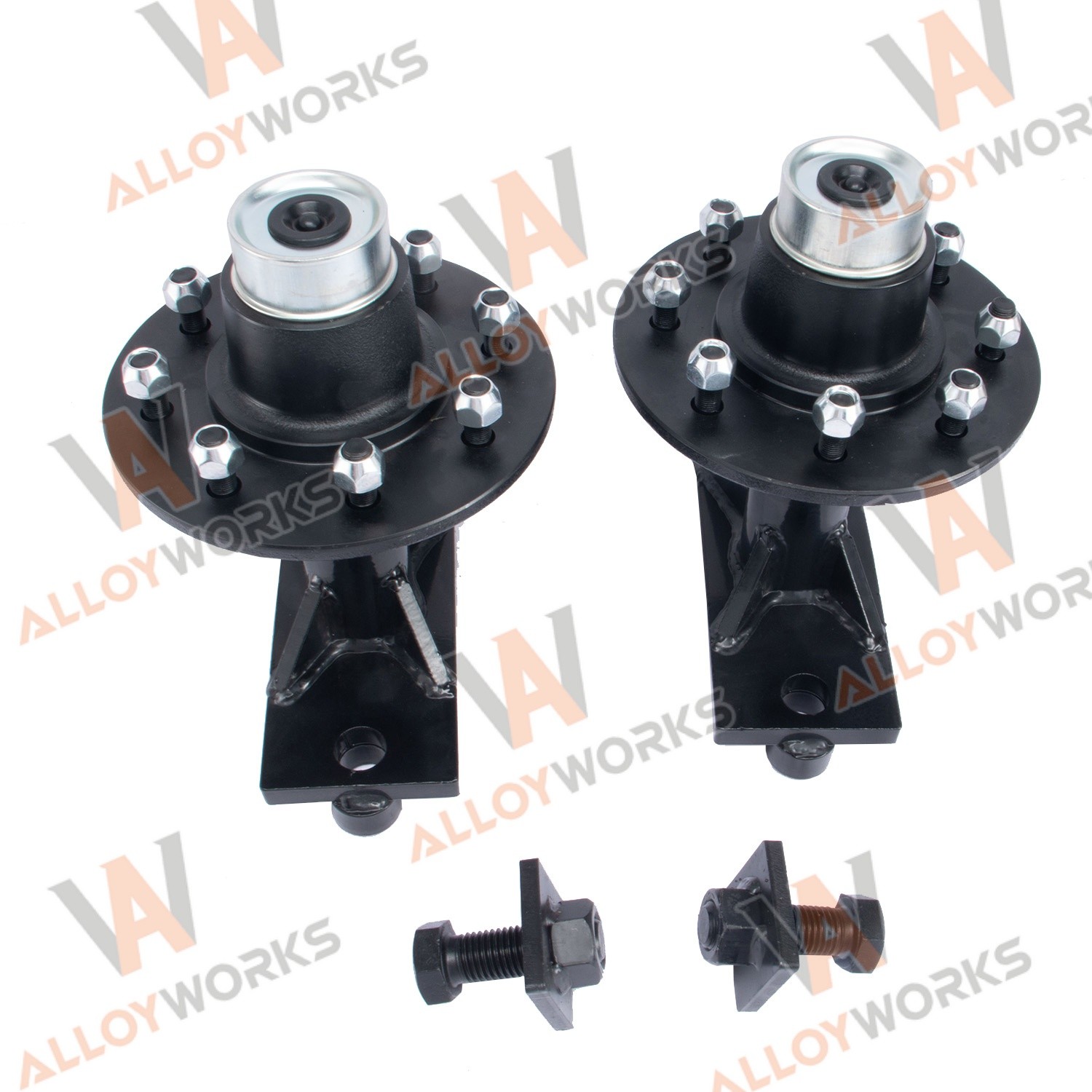 2 x 8000LB 8 x 6.5 Lug Superior Shipping Container Wheels Bolt-on Spindle Kits